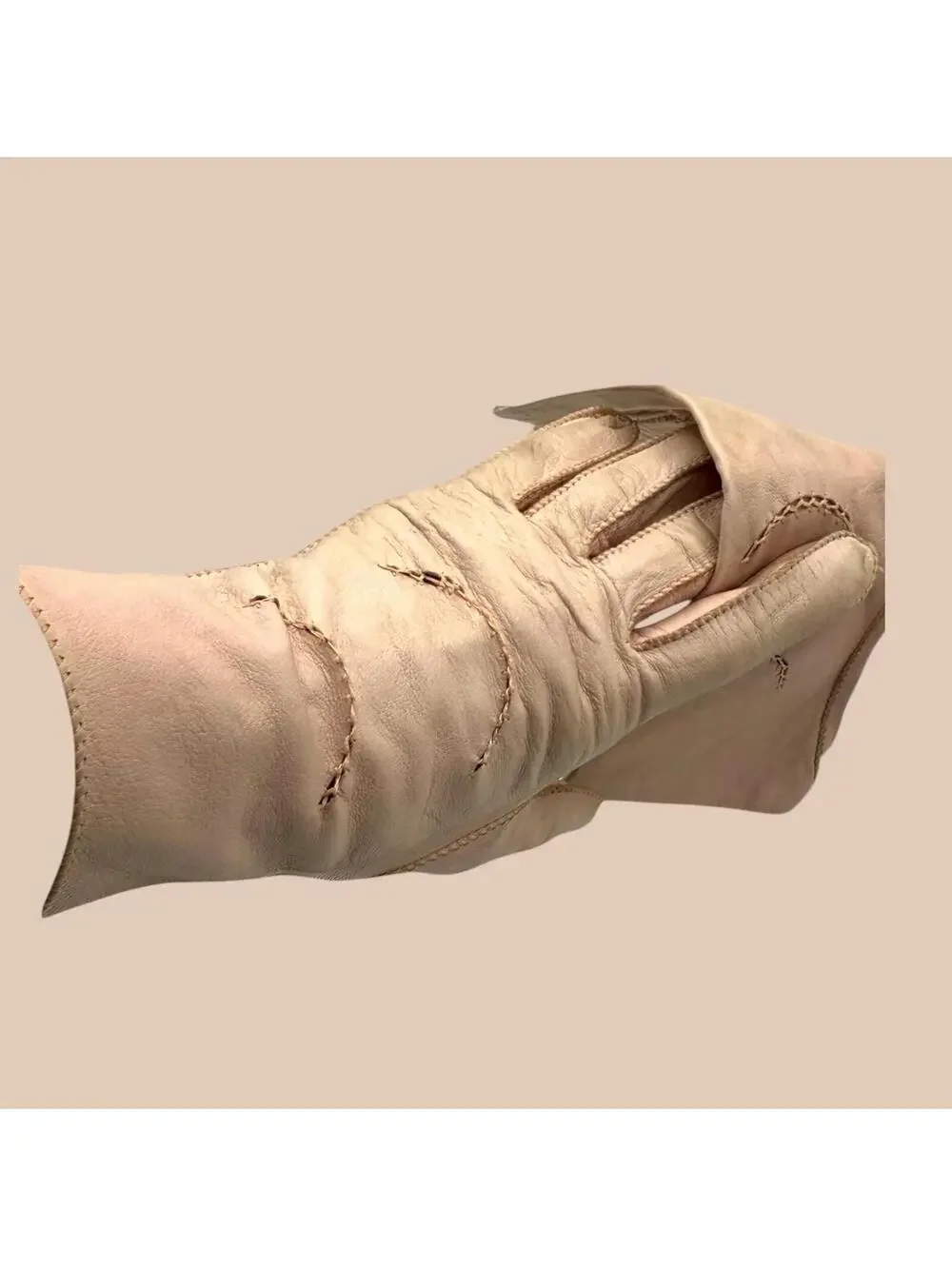 60s Carlee Vintage Kidskin Gloves: Pink Leather, Over-the-Wrist, Size 6 1/2